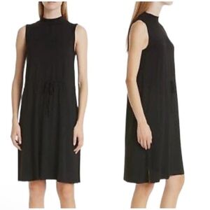Eileen Fisher Mock Neck Drawstring Waist Black Size M Sleeveless